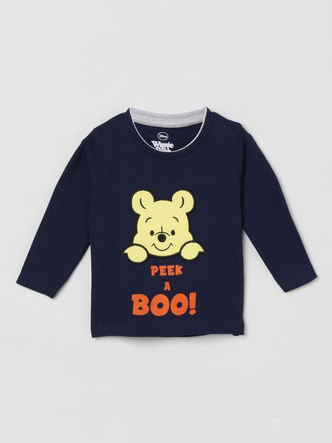 

max Boys Navy Blue Printed Round Neck T-shirt