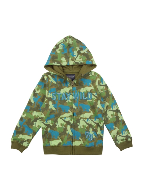 

Cherokee Boys Green & Brown Camouflage Printed Hooded Sweatshirt
