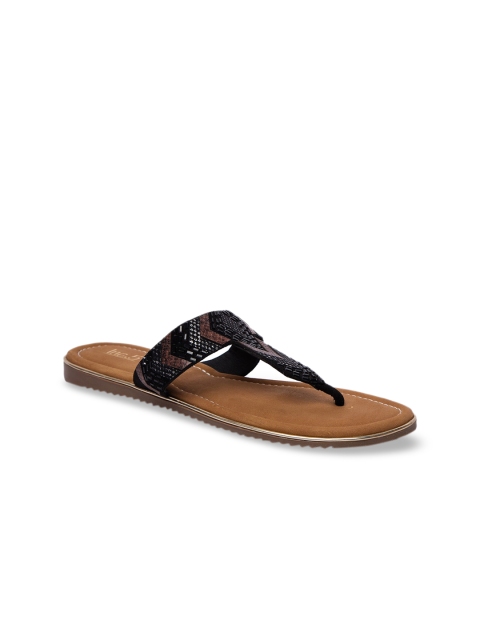 

Inc 5 Women Black & Coffee Brown Textured Open Toe Flats