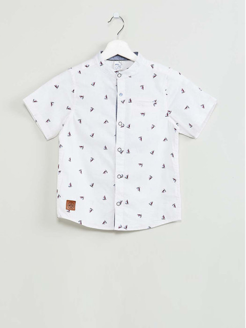 

max Boys White Regular Fit Printed Casual Shirt