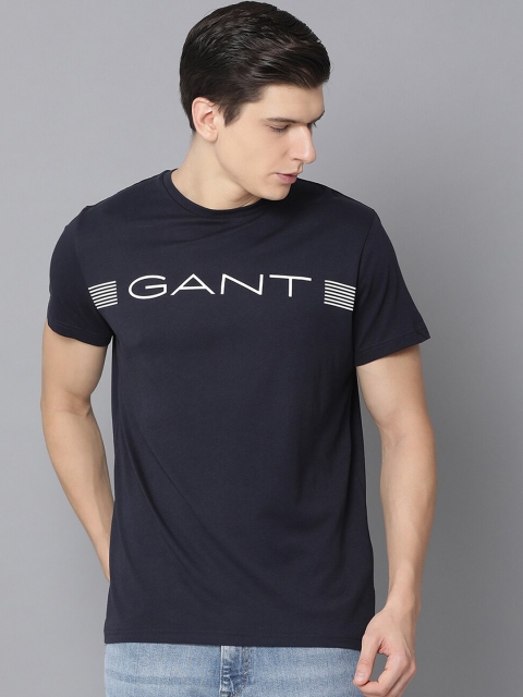 

GANT Men Blue Printed Round Neck T-shirt