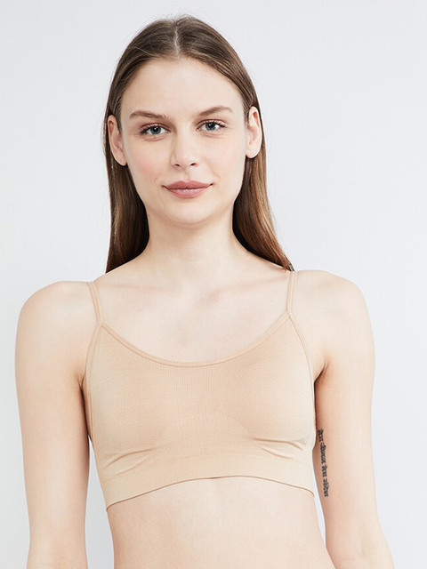 

max Beige Solid Non-Wired Non Padded T-shirt Bra