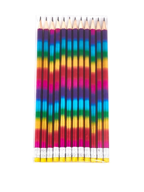 

ToniQ Kids Set of 12 Multicoloured Rainbow Laser Pencils, Multi