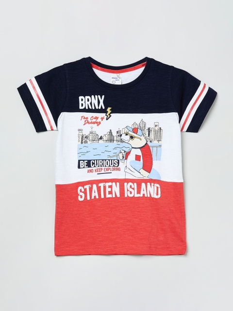 

max Boys Black & White Colourblocked Round Neck T-shirt