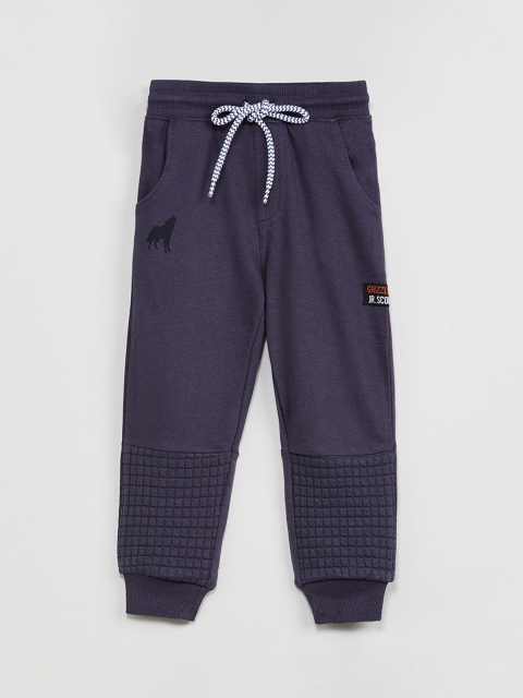 

max Boys Navy Blue Solid Slim-Fit Joggers