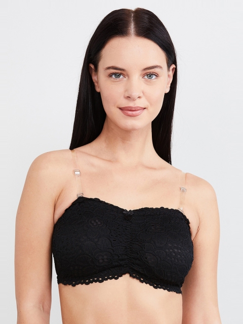 

max Black Self Design Non-Wired Lightly Padded Bandeau Bra SP20LCTBPDNW01