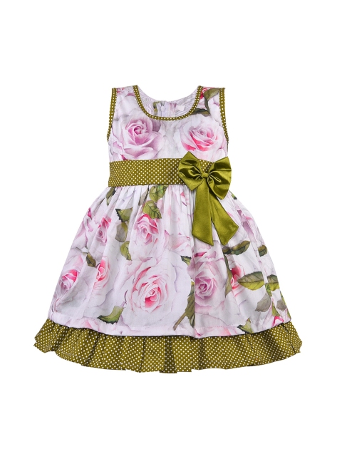 

Wish Karo Girls Green Printed Fit and Flare Dress