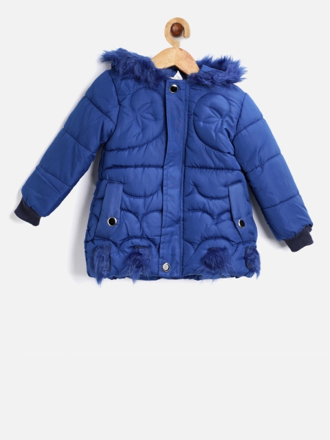 

PASSION PETALS Girls Blue Solid Lightweight Padded Jacket