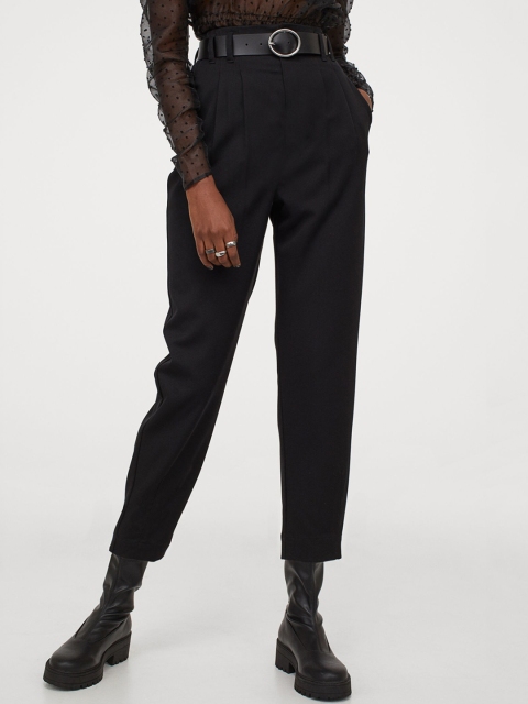 

H&M Women Black Trousers High Waist