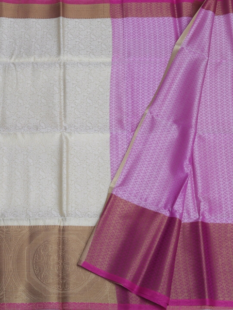 

Pothys Cream-Coloured & Purple Woven Design Saree