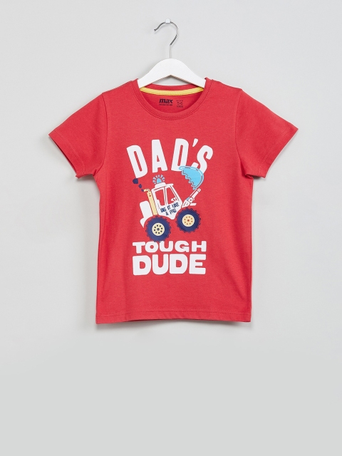 

max Boys Red Printed Round Neck T-shirt