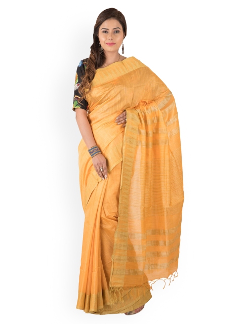 

Tribes India Mustard Striped Art Silk Saree