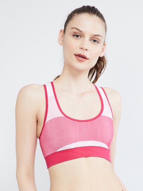 

max Pink & White Colourblocked Non-Wired Non Padded Sports Bra WIN19SPORTS01PINK