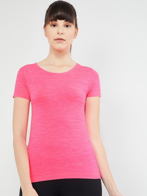 

max Women Pink Solid Round Neck T-shirt