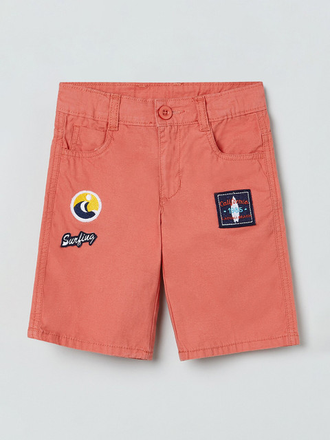 

max Boys Coral Red Printed Regular Fit Regular Shorts