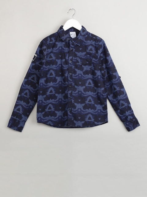 

max Boys Blue Regular Fit Printed Casual Shirt