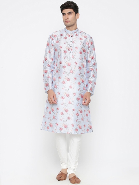 

Tistabene Men Grey & White Floral Print Kurta with Pyjamas Set