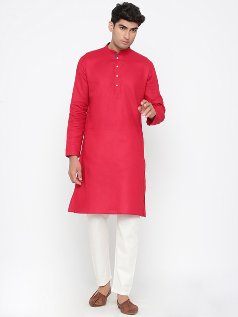 

Tistabene Men Red & White Solid Kurta with Pyjamas