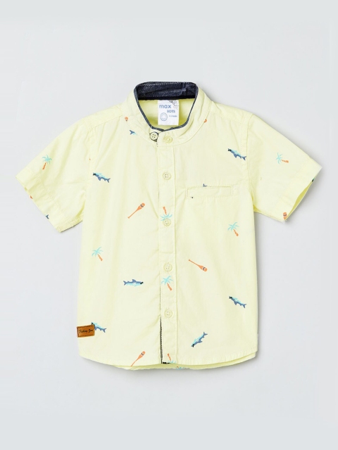 

max Boys Yellow Printed Casual Shirt