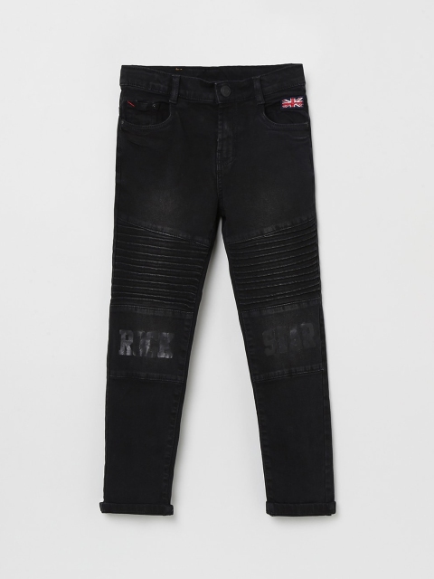 

max Boys Black Slim Fit Mid-Rise Clean Look Jeans