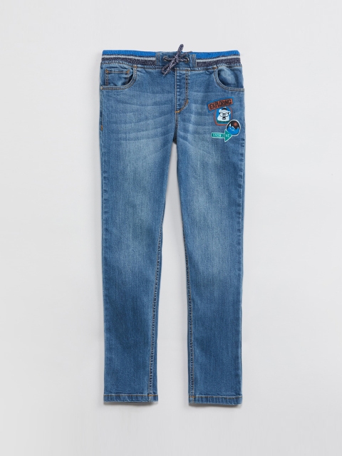 

max Boys Blue Printed Slim Fit Mid-Rise Clean Look Stretchable Jeans