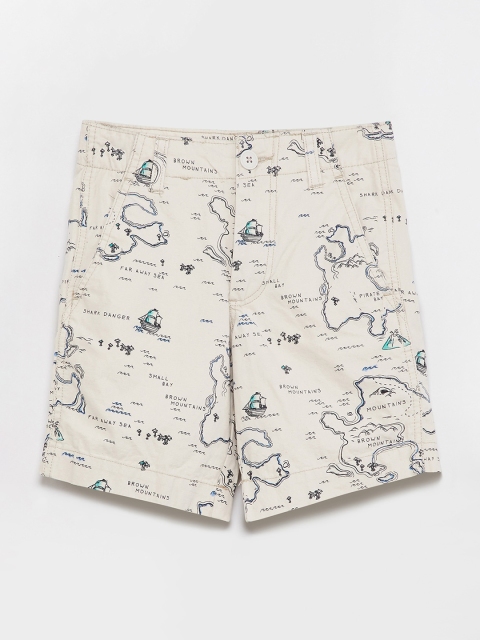 

max Boys Beige Printed Regular Fit Regular Shorts