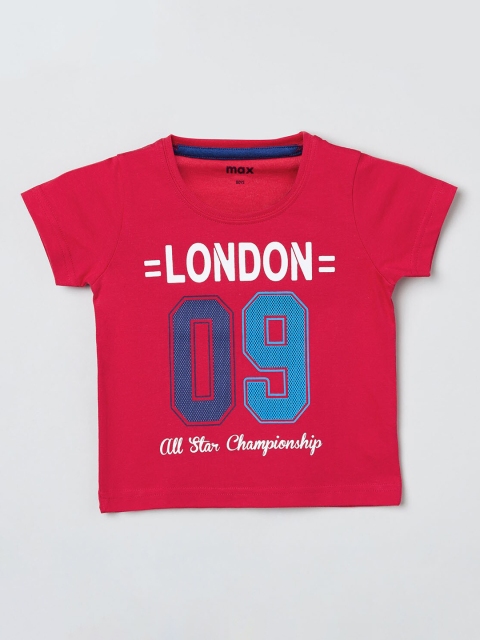 

max Boys Red Printed Round Neck T-shirt