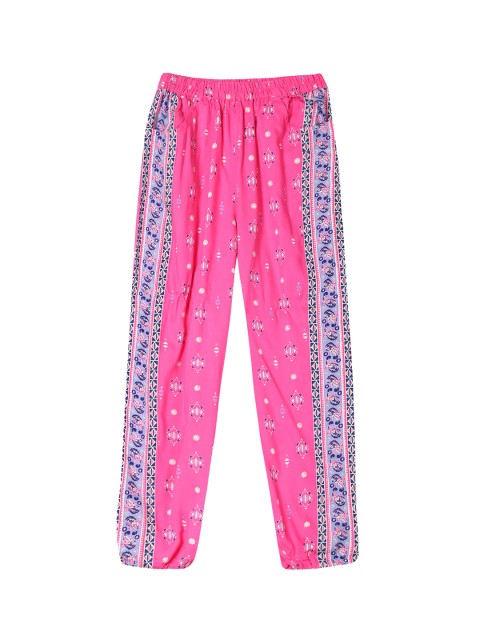 

Cherokee Girls Pink & Navy Blue Regular Fit Printed Trousers