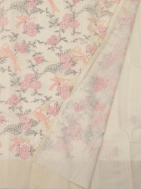 

Pothys Cream-Coloured Printed Pure Linen Saree