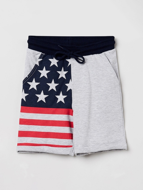 

max Boys Grey Printed Regular Fit Shorts