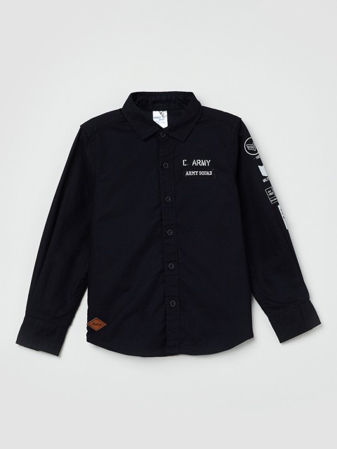 

max Boys Black Printed Casual Shirt