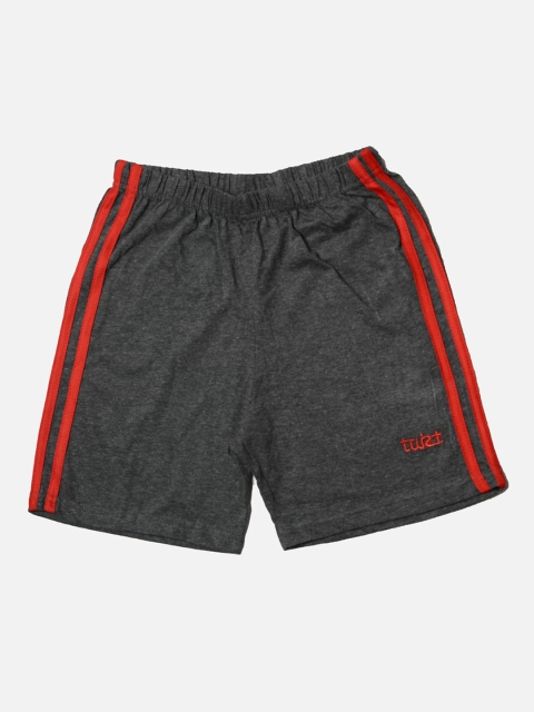 

TINY HUG Boys Grey Striped Regular Shorts