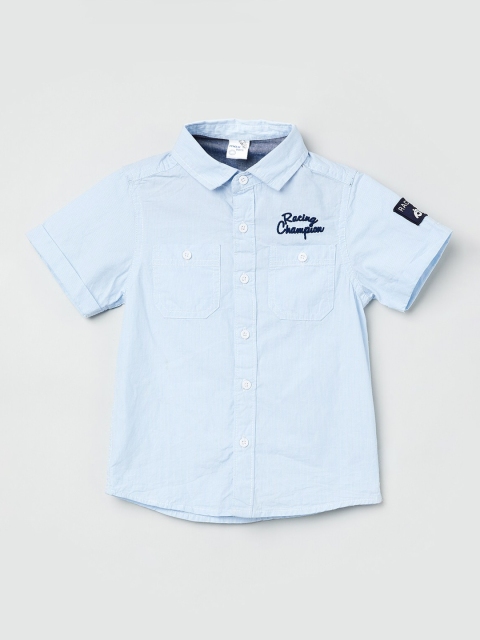 

max Boys Blue Regular Fit Solid Casual Shirt