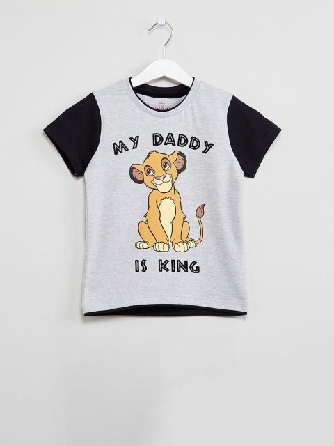

max Boys Grey & Beige Lion King Print T-shirt