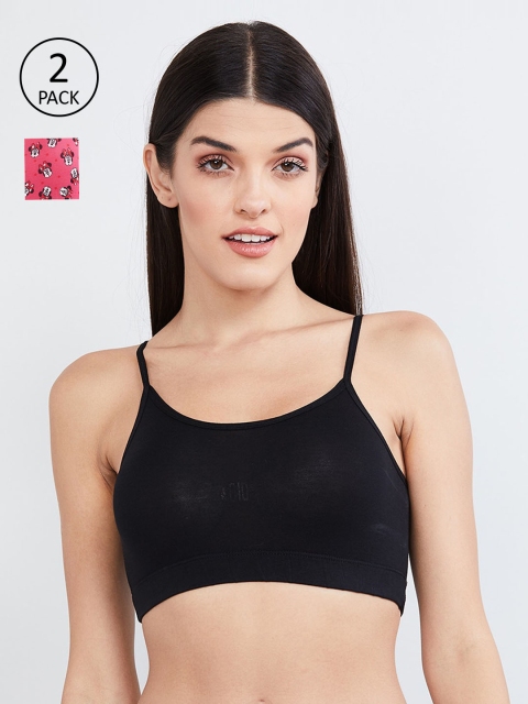 

max Pack of 2 Solid Non-Wired Non Padded Camisole Bras WIN19CAMIBRA02PINK, Black