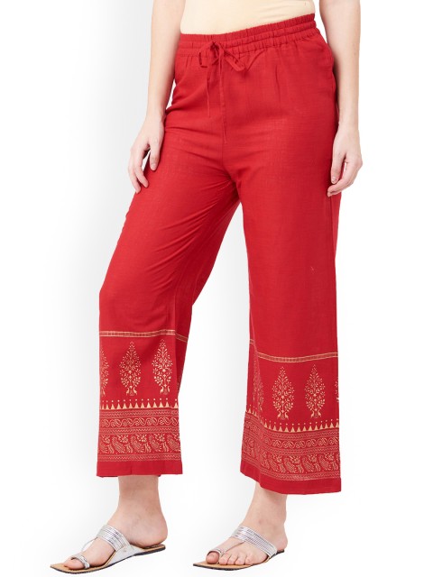 

IMARA Women Red & Gold Regular Fit Printed Culottes