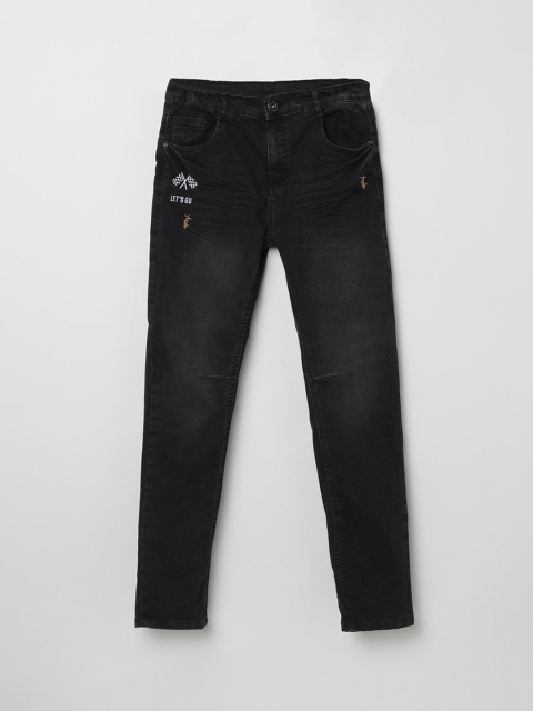 

max Boys Black Slim Fit Mid-Rise Clean Look Stretchable Jeans