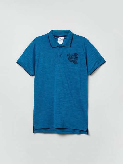 

max Boys Blue Solid Polo Collar T-shirt
