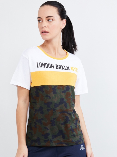 

max Women Olive Green Printed Round Neck T-shirt