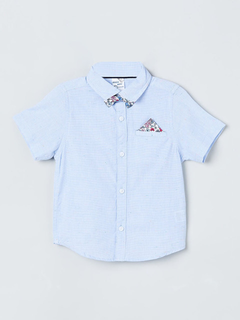 

max Boys Blue Regular Fit Solid Casual Shirt