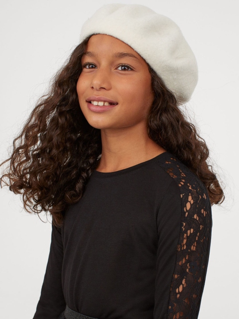 

H&M Girls Black Solid Lace-Inset Top