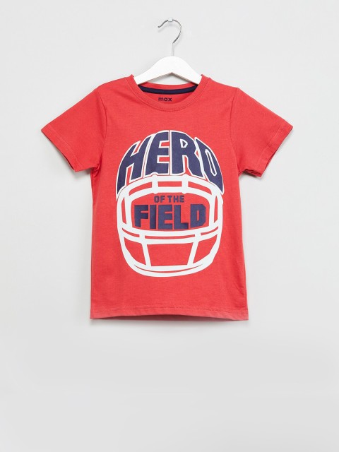 

max Boys Red Printed Round Neck T-shirt