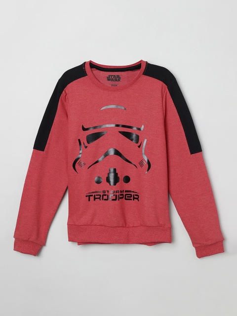 

max Boys Red Printed Round Neck Star Wars T-shirt