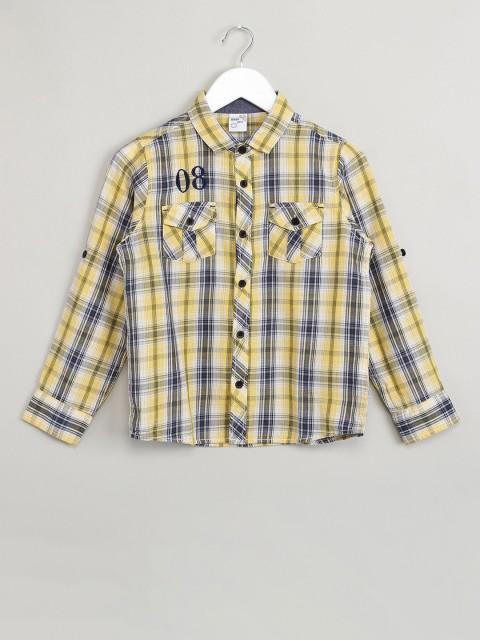 

max Boys Yellow & Black Regular Fit Checked Casual Shirt