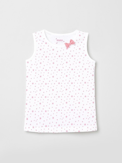 

max Girls White & Pink Printed Round Neck T-shirt
