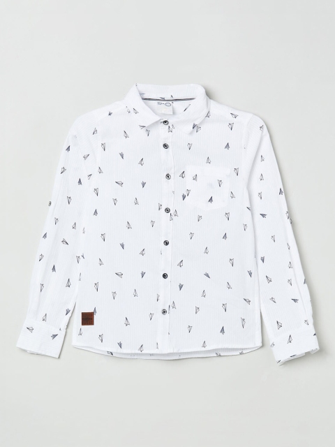 

max Boys White Regular Fit Printed Casual Shirt
