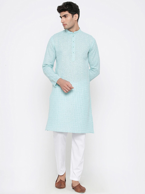 

Tistabene Men Blue & White Self Design Kurta with Pyjamas