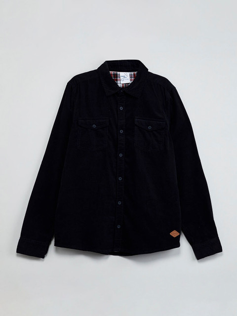 

max Boys Navy Blue Regular Fit Solid Casual Shirt