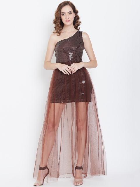 

DODO & MOA Women Brown Sequin Embellished Maxi Dress