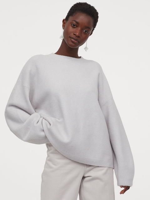 

H&M Women Grey Fine-Knit Jumper